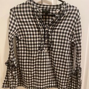 J.crew gingham blouse with bell sleeves